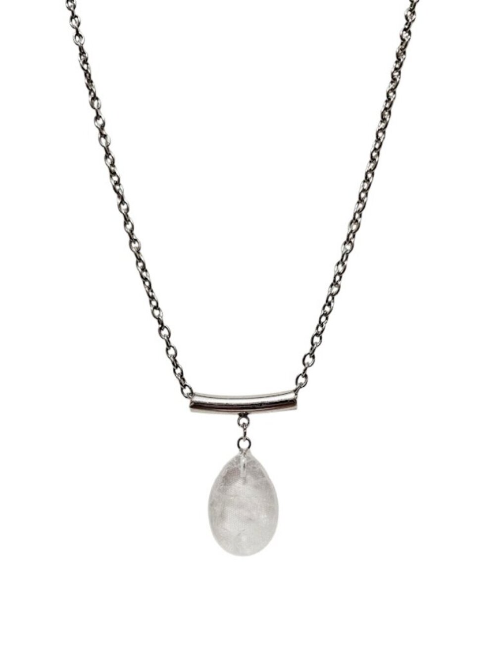 Handmade Clear Crystal Teardrop Necklace  Silver Tone Chain Crystal Pendant Mini